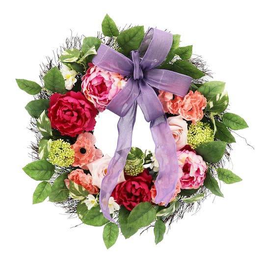 26&#x22; Pink Peony &#x26; Rose Wreath by Ashland&#xAE;